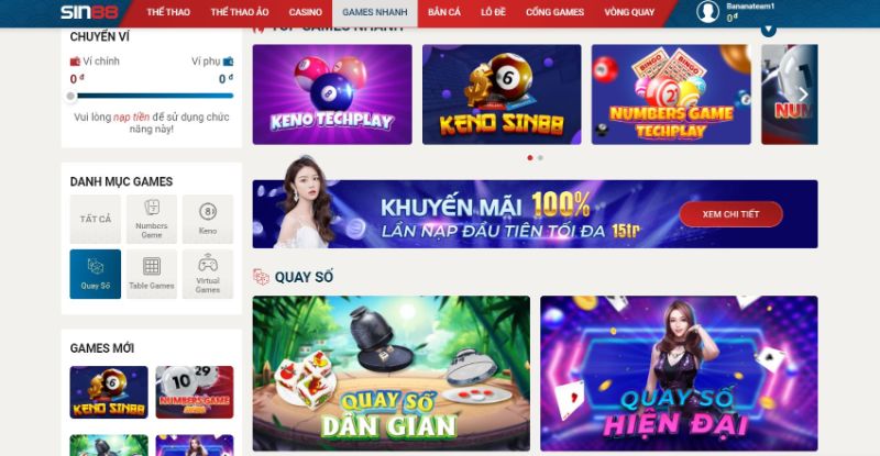 Quay số Sin88 - Thiên đường quay số quy tụ cao thủ tính số Các khu vực trò chơi tại game Quay số Sin88