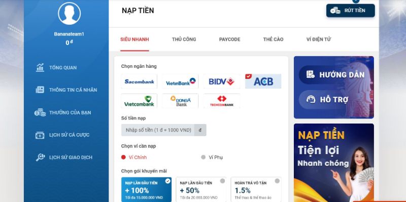 Tables game Sin88 - Thế giới trò chơi cá cược đỉnh cao Hãy nạp tiền vào ví phụ để có thể đặt cược nhanh nhất