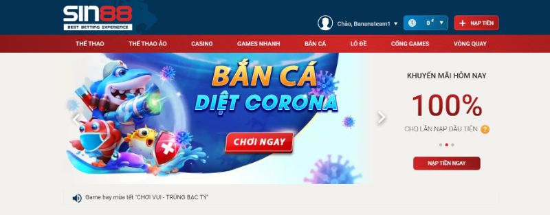 Chơi slots Sin88 - giàu to nhanh chóng không khó Đăng nhập vào tài khoản và chọn Cổng game