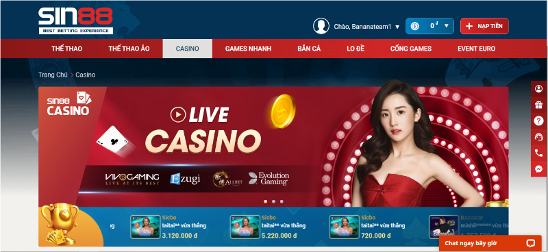 Live Casino - Sòng bài trực tuyến đỉnh cao chỉ có tại Sin88 Hốt bạc tại Live Casino của Sin88 với các tips nhỏ