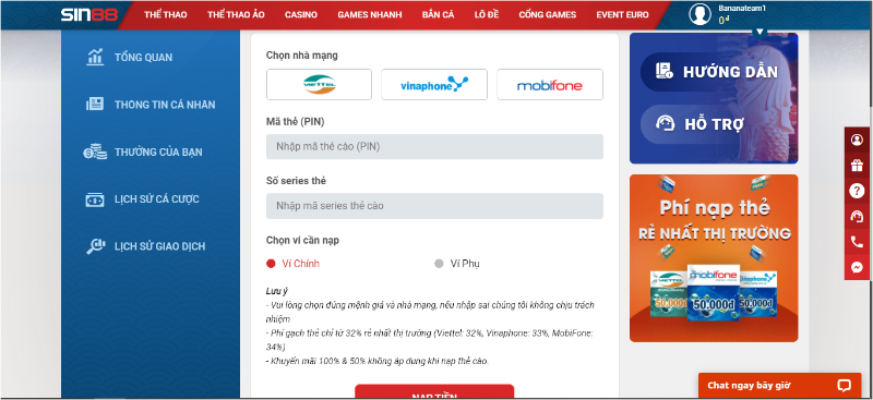 Đua ngựa Sin88 - Cuộc chiến của những chiến mã vàng Game thủ tiến hành nạp vốn liếng chinh chiến khi chơi cá cược đua ngựa