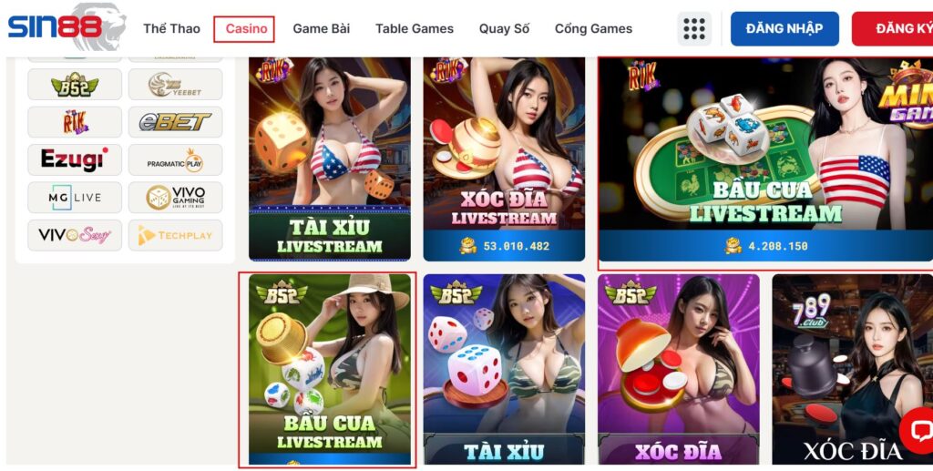 Cách chơi Bầu cua livestreams