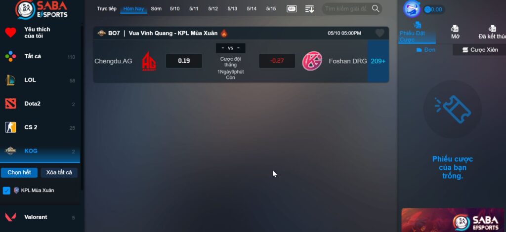 kèo cá cược KOG 