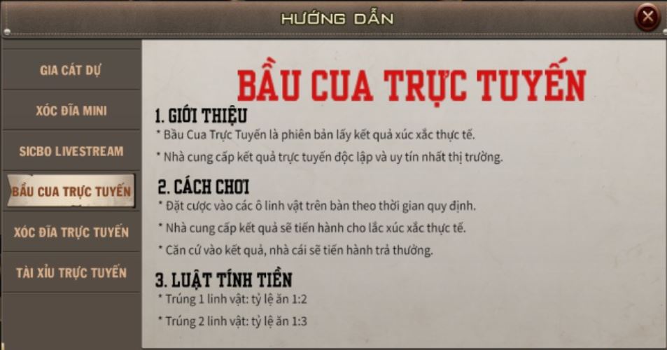 Cách chơi Bầu cua livestreams - luật chơi